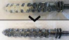 PUR ultrasoon verwijderen op mengschroef met Supercleaner C5