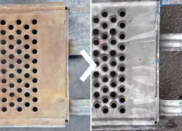 Élimination par ultrasons de la rouille sur du matériel de rayonnage